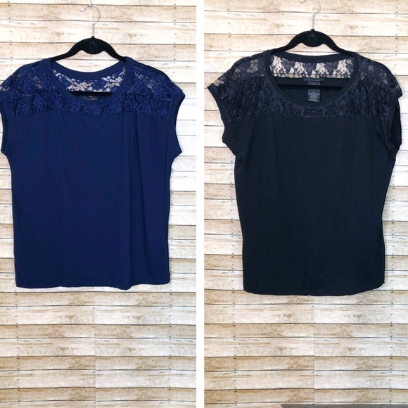 Grace Elements Tops - Set of 2: Grace Elements beaded lace t-shirts 0025